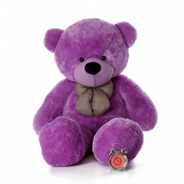 5 Feet Purple Teddy Bear with a Bow